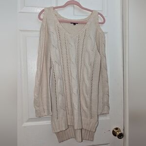 Open shoulder sweater dress